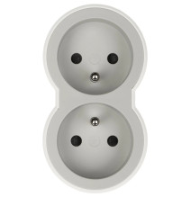 Rozbočovač čelný 2x2P+T, biela/tmavosivá