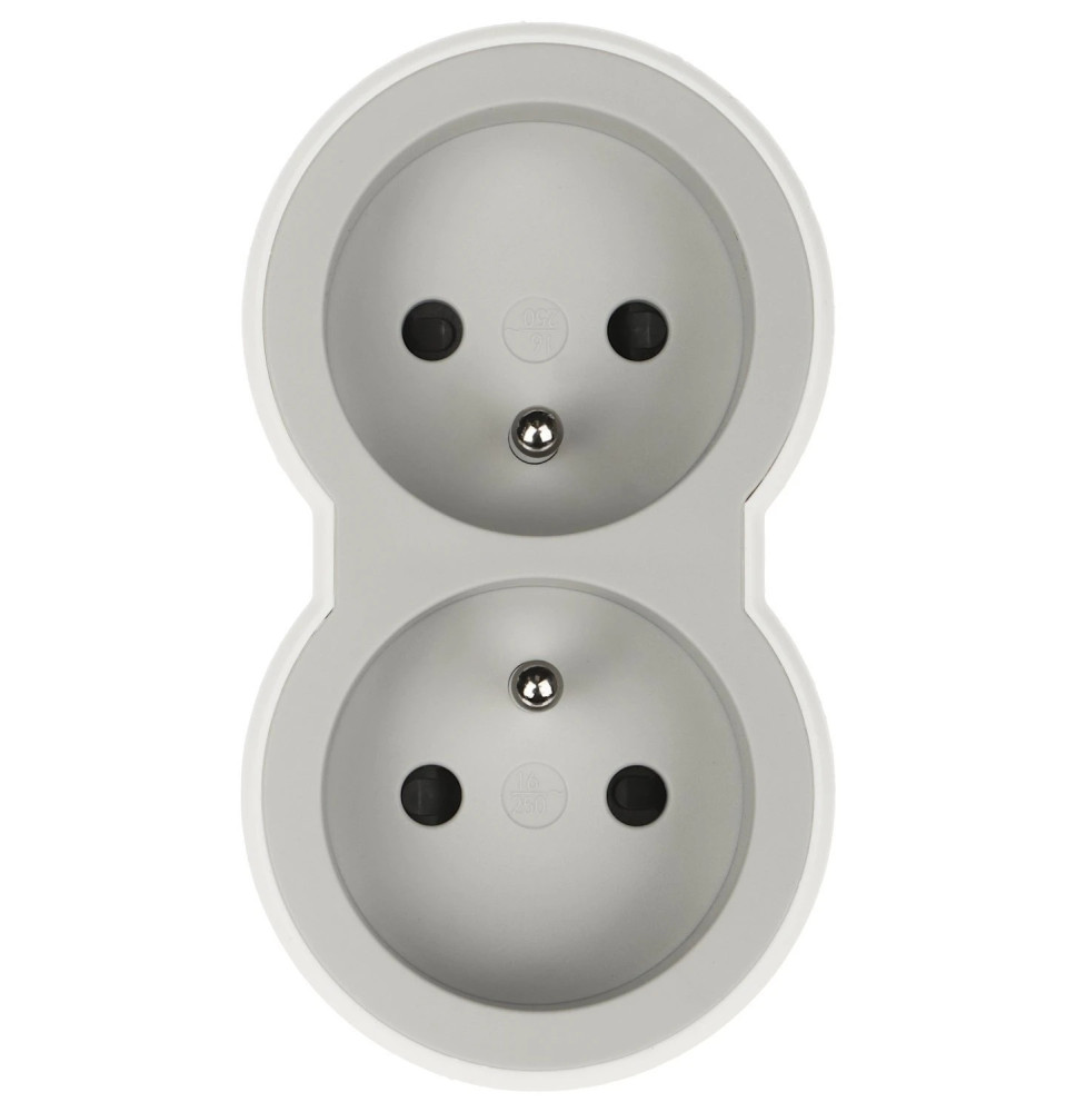 Rozbočovač čelný 2x2P+T, biela/tmavosivá