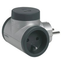Rozbočovač bočný otočný 3x2P+T, USB A+C, hliník/tmavosivá